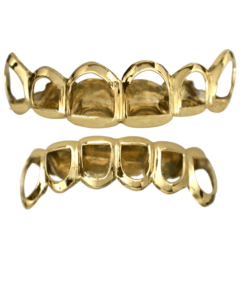 Gold Open Face Top and Bottom Grillz