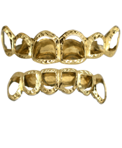 Gold Open Face Top and Bottom Grillz