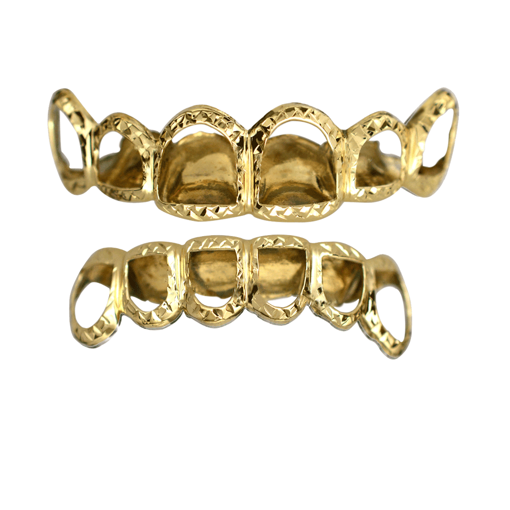 Gold Open Face Top and Bottom Grillz