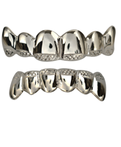 Silver Solid Top and Bottom Grillz