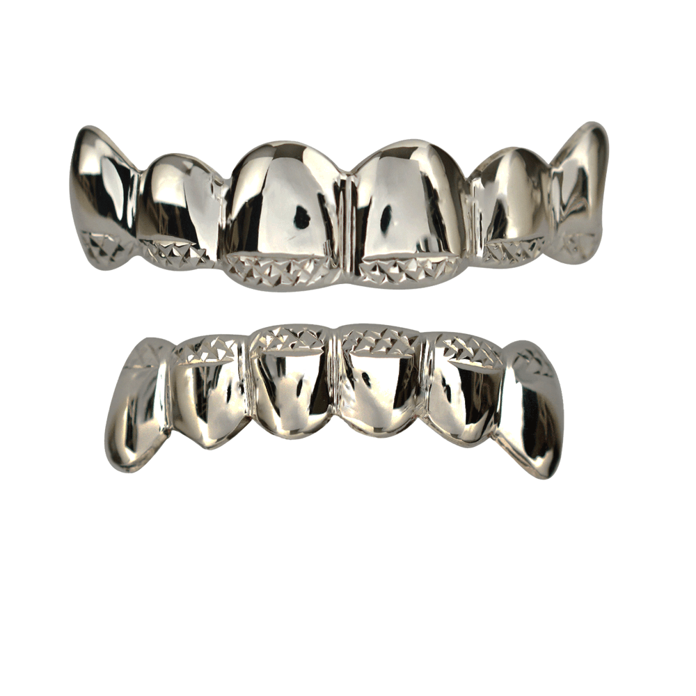 Silver Solid Top and Bottom Grillz