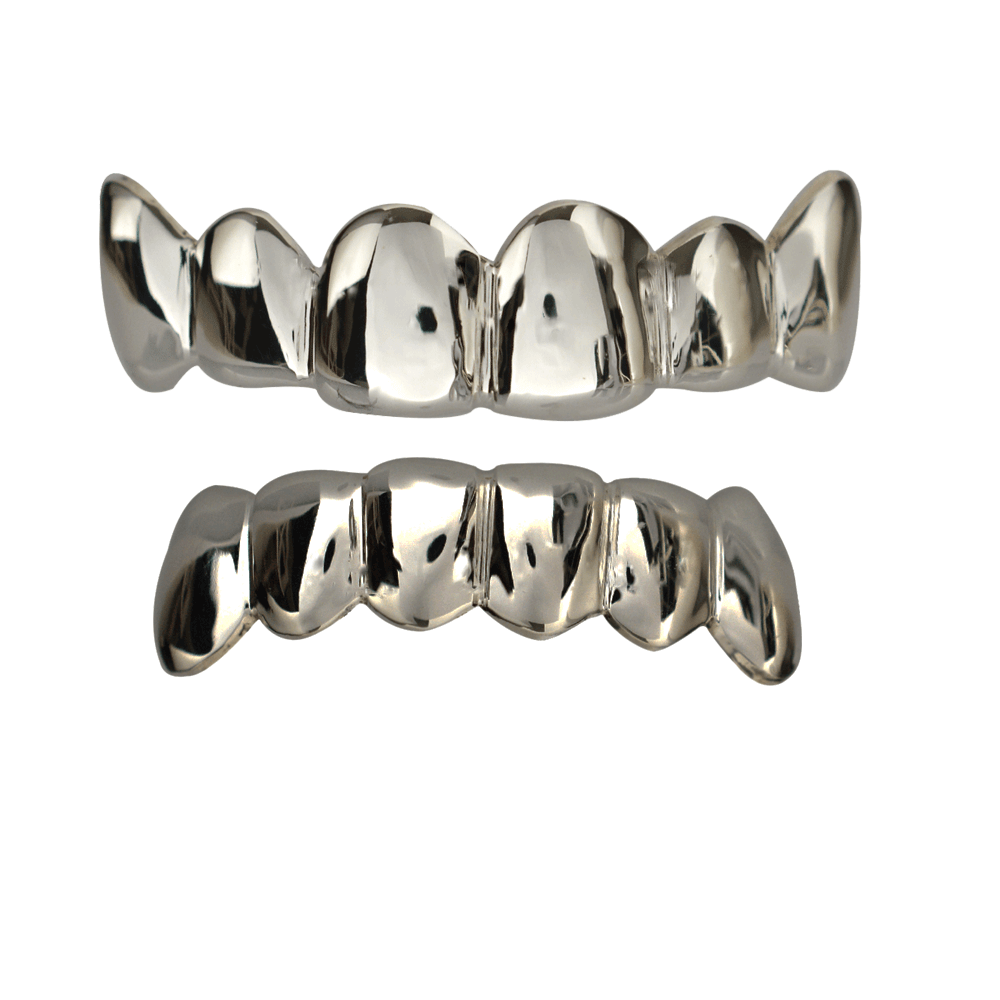 Silver Solid Top and Bottom Grillz