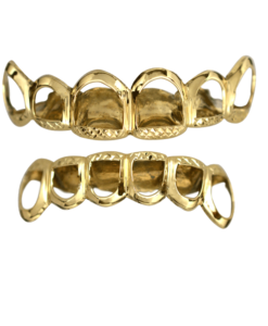 Gold Open Face Top and Bottom Grillz