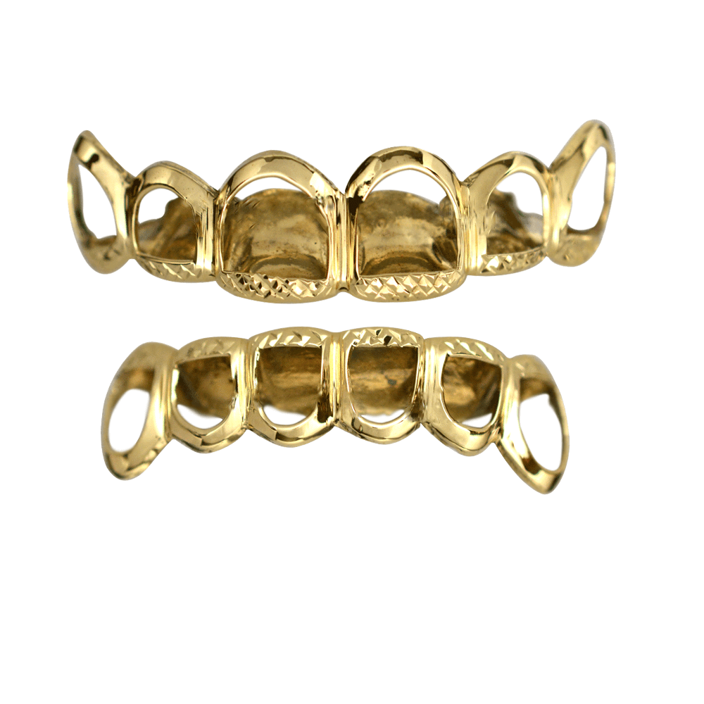 Gold Open Face Top and Bottom Grillz