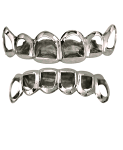 Silver Open Face Top and Bottom Grillz