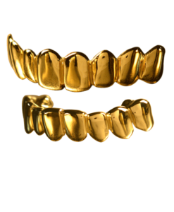 Gold Solid Deep Cuts Top and Bottom Grillz